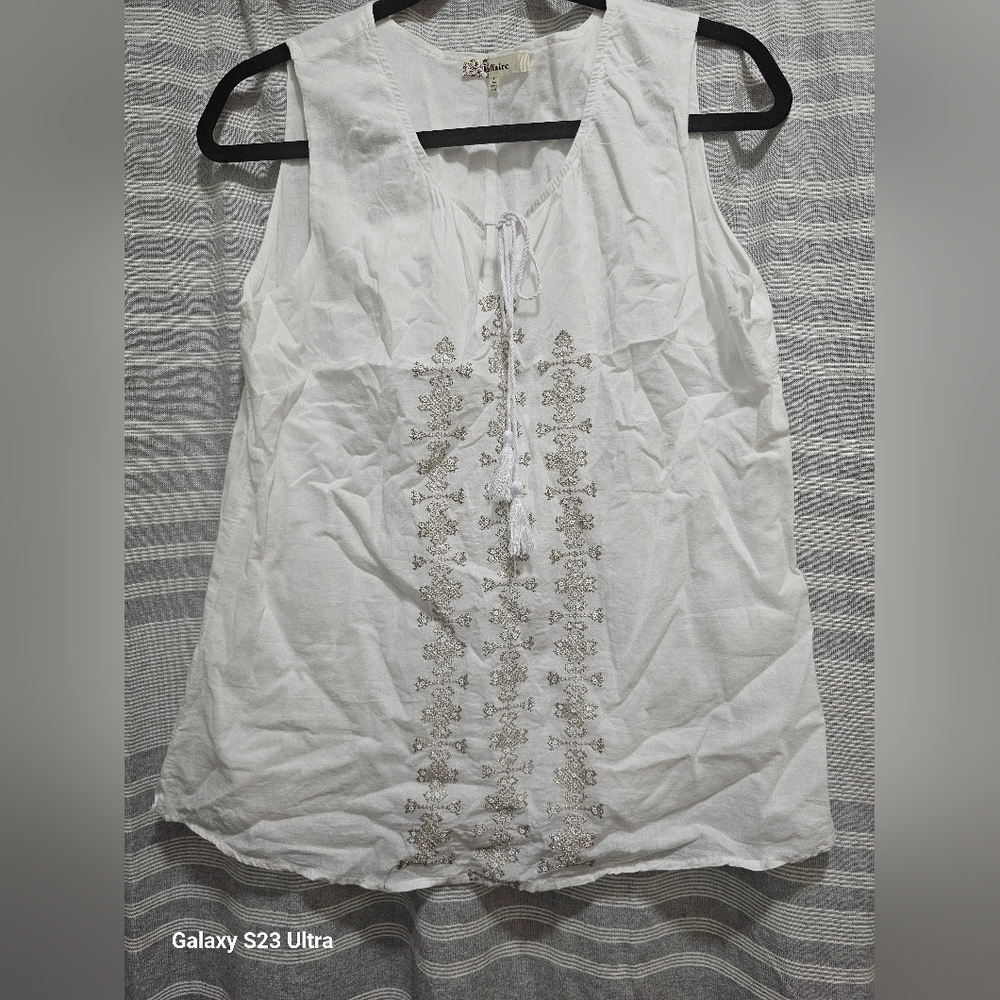 L'affaire White Cotton Tank Top Size Large